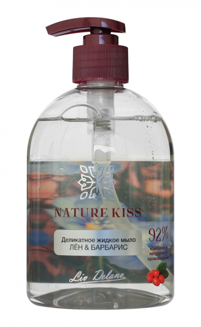 Фото №1 Деликатное жидкое мыло Лен & Барбарис, Nature Kiss, Liv Delano